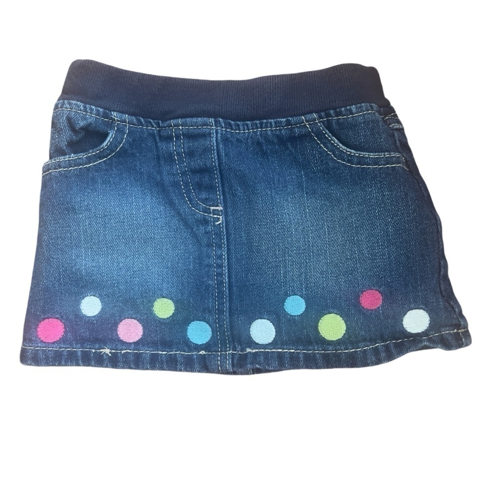 Crazy 8 Baby Toddler Girl 12-18 months Denim Jeans Skirt with Polka Dots Cotton